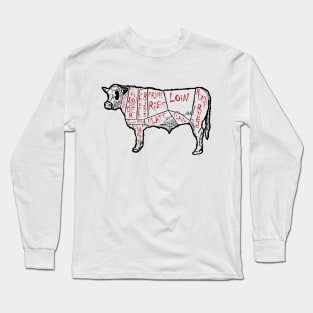 Cow Beef Cut Butcher Chart Long Sleeve T-Shirt